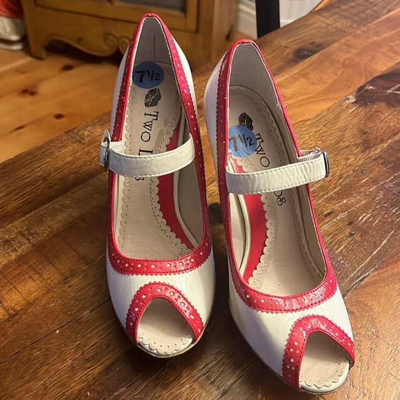 Pin-up style open toe 4 inch heels - Picture 2 of 5